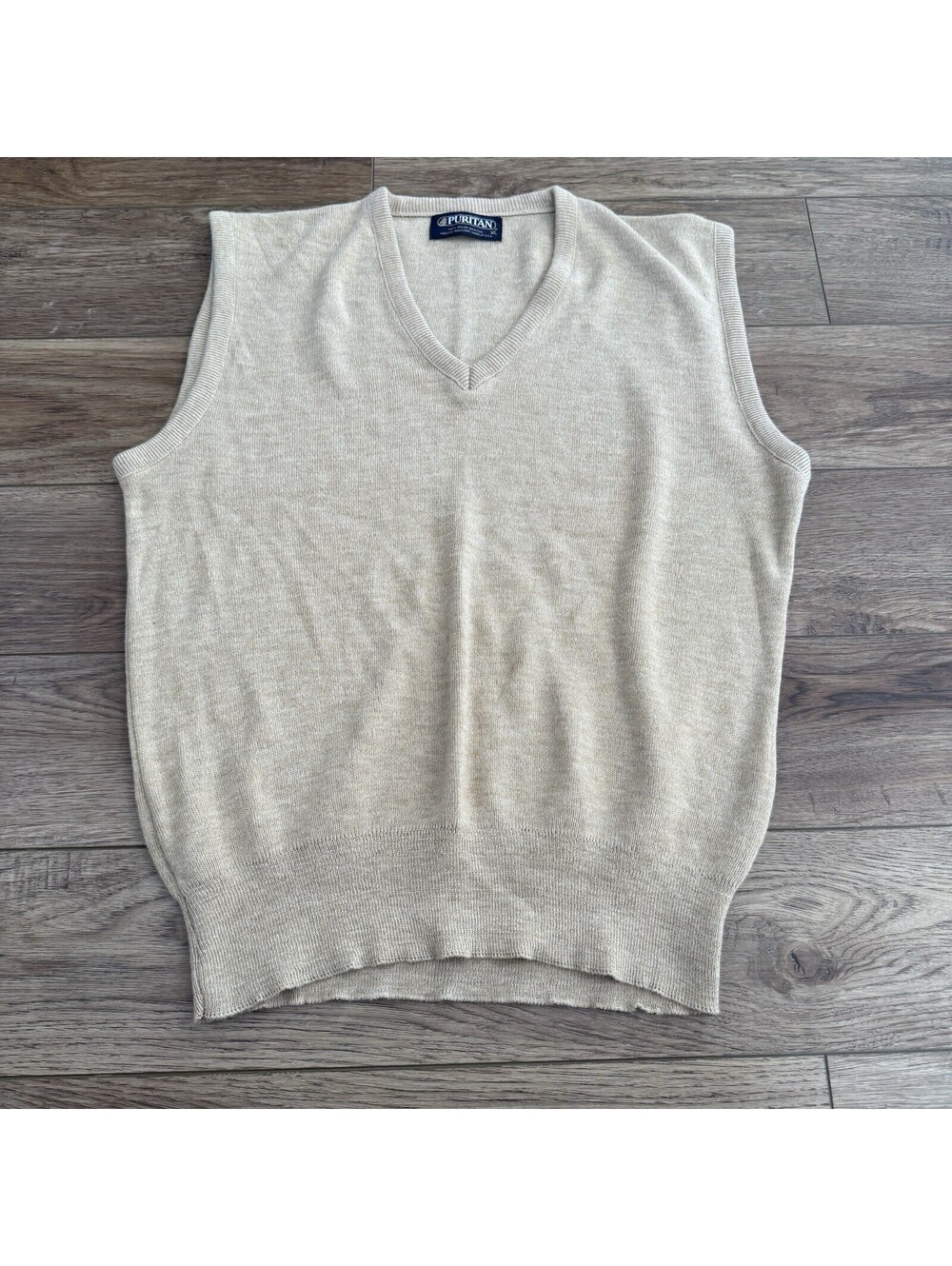 Vtg Puritan Orlon Acrylic Sweater Vest XL Beige